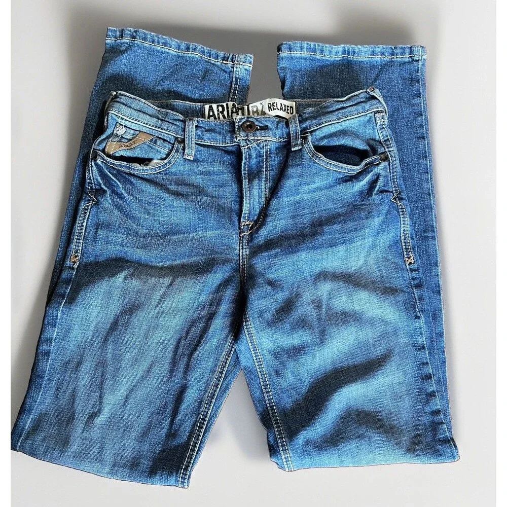 Ariat B4 Relaxed Boys Bootcut Jeans Size 16 Blue Medium Wash Cowboy Workwear